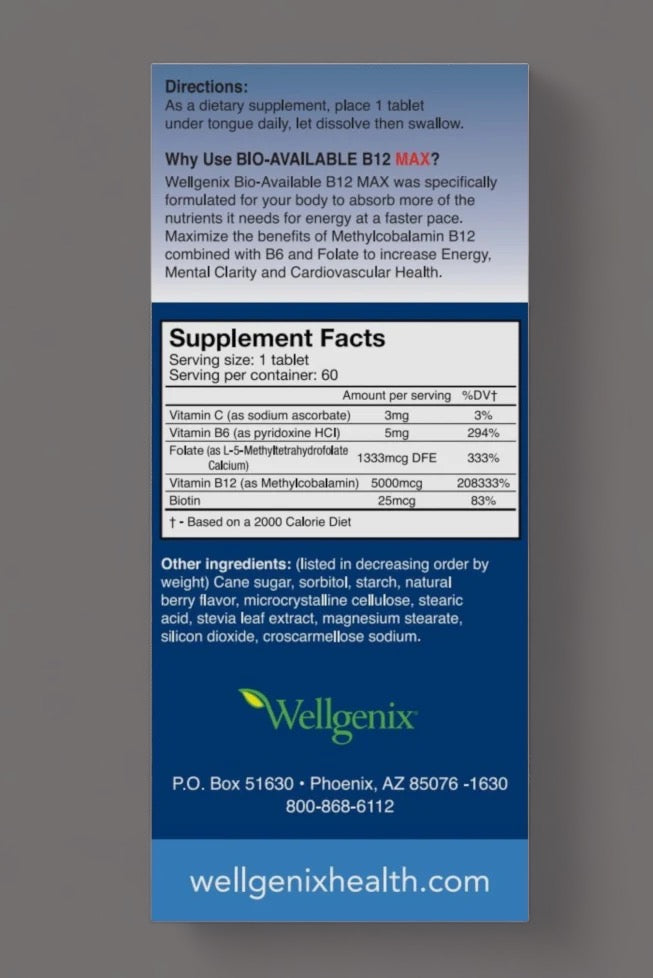 BioAvailable B12 Max 5000mcg